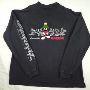 VTG Warner Bros Studio Store Marvin the Martian Long Sleeve Mock Neck Shirt XL